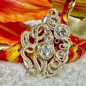 Elegant Silver Wire Wrapped Pendant-Swirls for Girls